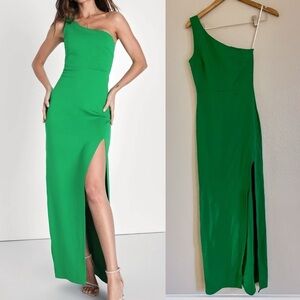 Good Times Only Green One-Shoulder Maxi Dress